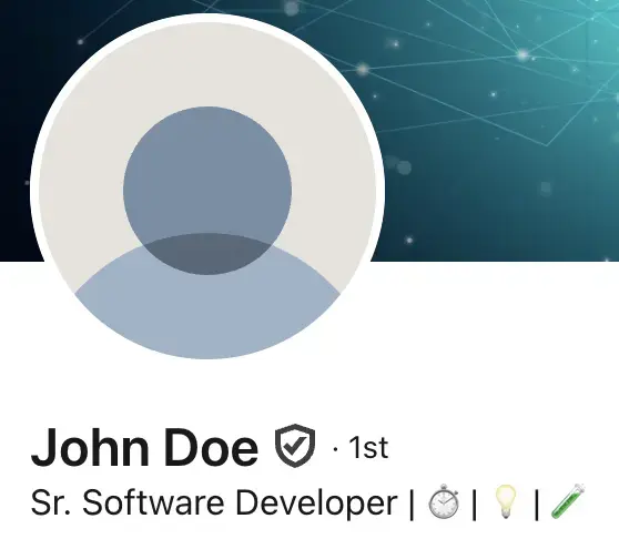 linkedin profile with an emoji