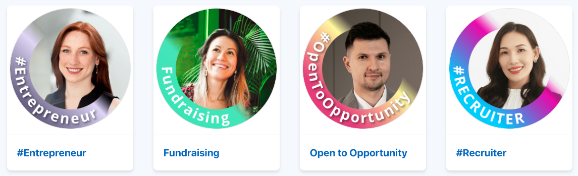 Examples of completed framed LinkedIn profile photos in different styles